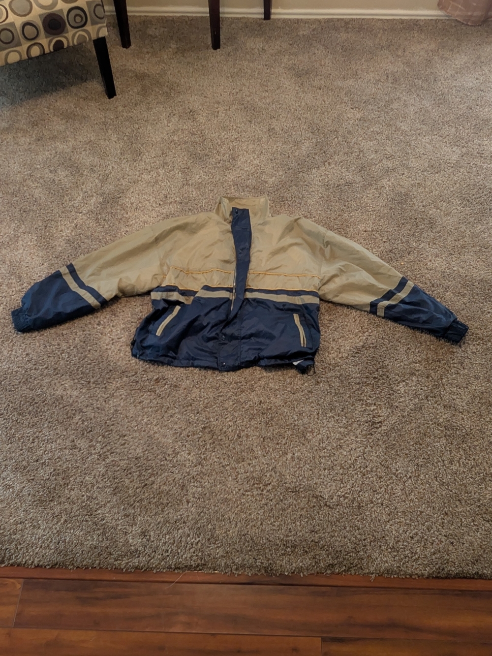 Vintage Vangelis Windbreaker Jacket Mens XL Tan Navy Blue Colorblock Full Zip 90